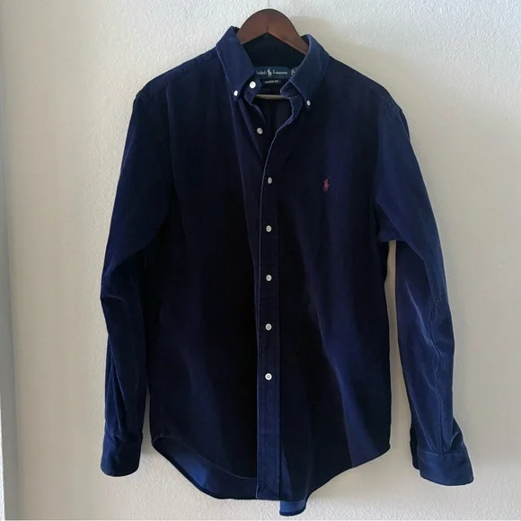 RALPH LAUREN Vintage Corduroy Button Down Shirt | Classic Fit | Navy | Large - Picture 4 of 7